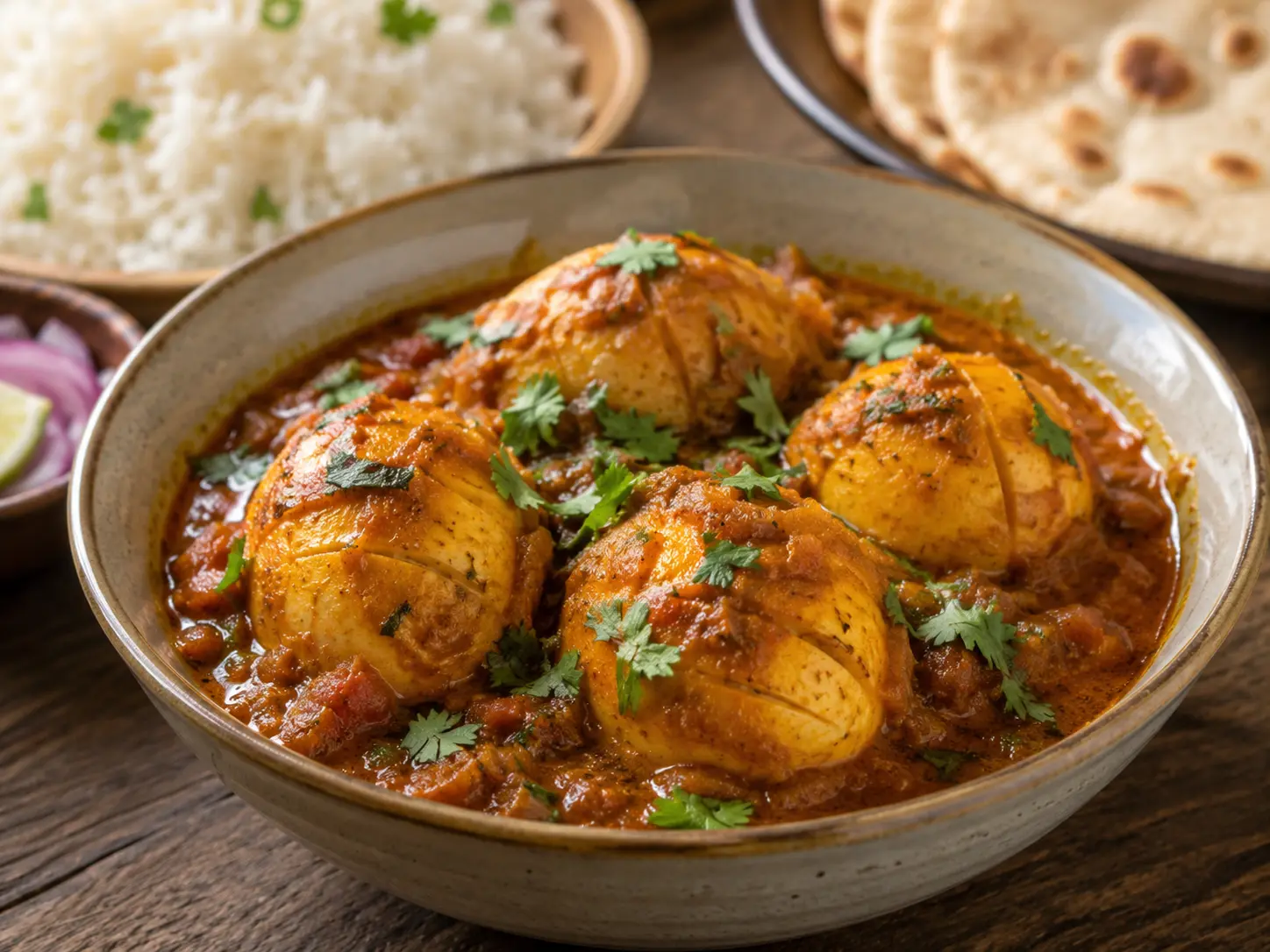Egg Curry Recipe is a simple Indian curry made with boiled eggs, onion-tomato gravy, and everyday spices. This flavorful and beginner-friendly curry goes perfectly with rice, roti, paratha, or pulao.